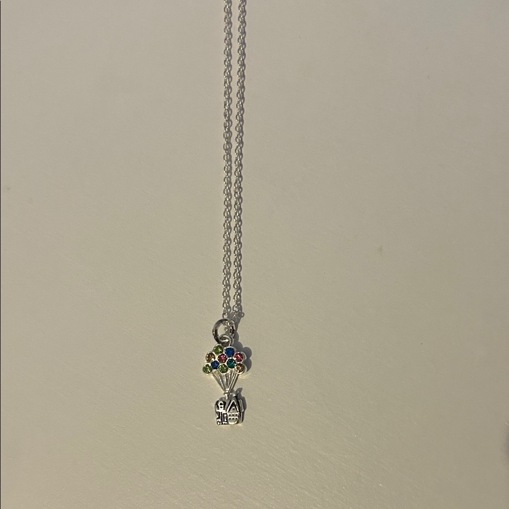 Disney Silver Necklace with Colorful Up House Pendant